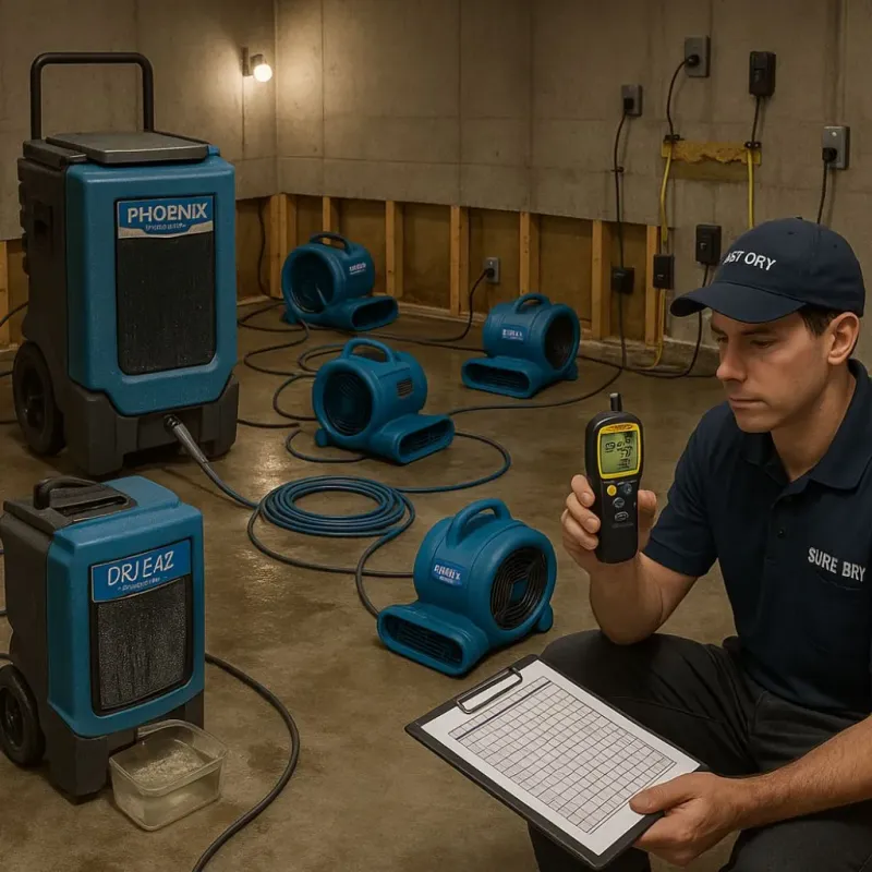 Structural Drying and Dehumidification process in Murphys, CA